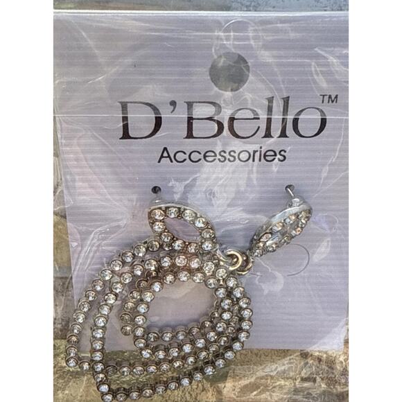 D’Bello Silver Long Rhinestone Bridal Earring Women - NEW WITH TAGS - Picture 1 of 3